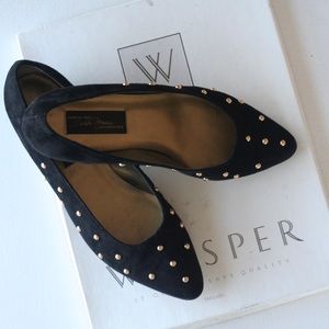 Vintage Sesto Meucci Black Pumps with Gold Detail